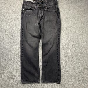 Express Rocco Bootcut Jeans Mens 33 Faded Black Slim Distressed Denim